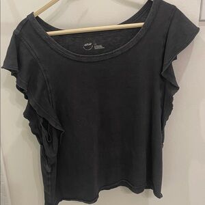Aerie Charcoal Ruffle Sleeve Tee